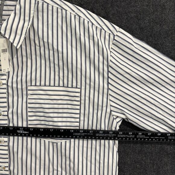 Anthropologie Twofer Shirt Dress Women's Medium White White Blue Striped Pocket - Picture 5 of 7